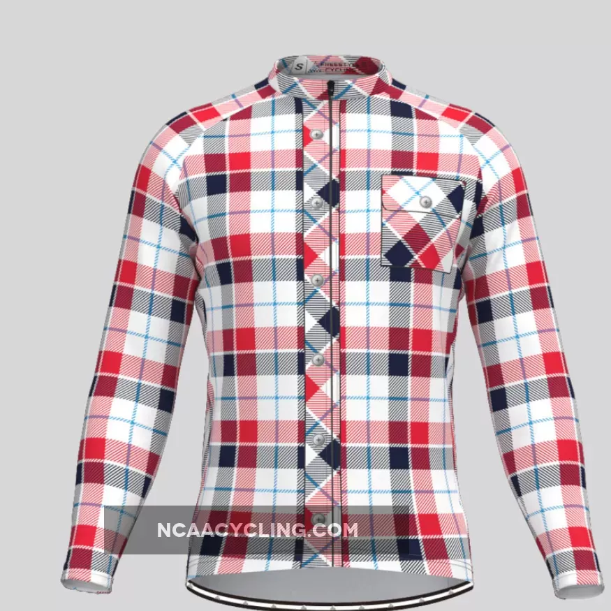 Plaid Checkered Shirt V8 Men's LS Cycling Jersey To Buy