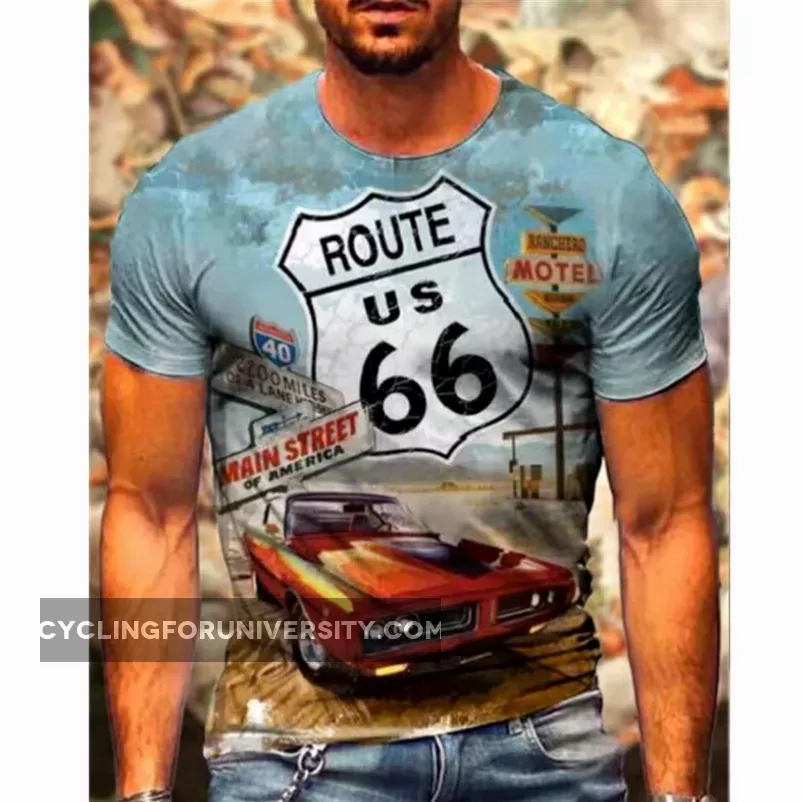Men T-shirt 3D Car Highway Motorcycle Biker Hip Hop Tshirt Tee Top Oversize