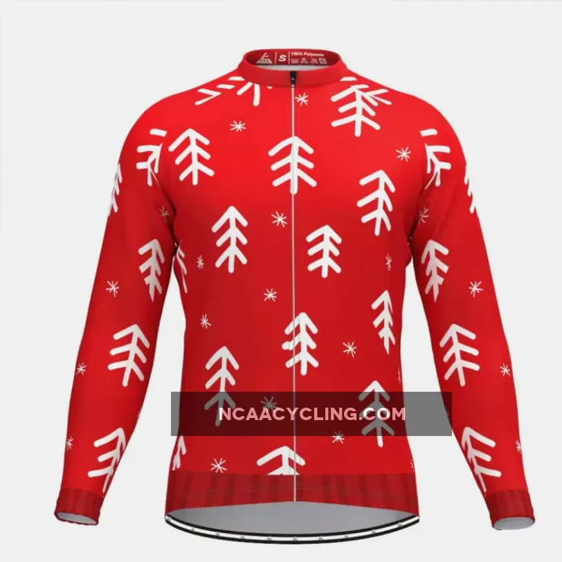 Ugly Christmas Sweater snowflake LS Cycling Jersey Red