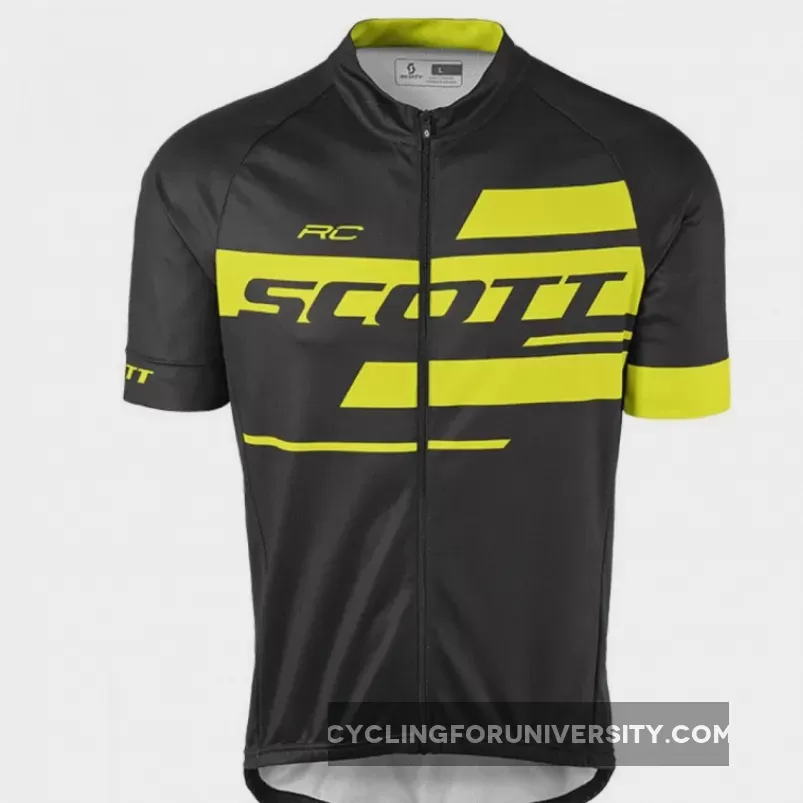 2017 Scott RC Team 10 Black-Yellow short sleeve cycling jersey bike clothing cycle apparel shirt