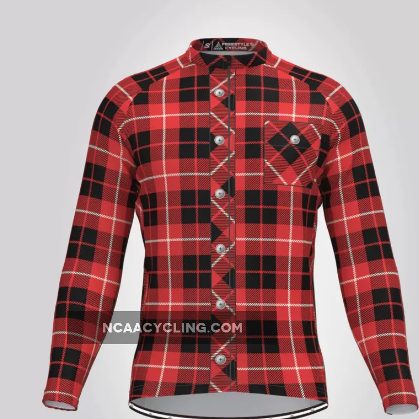 Plaid Checkered Shirt V18 Men's LS Cycling Jersey Online