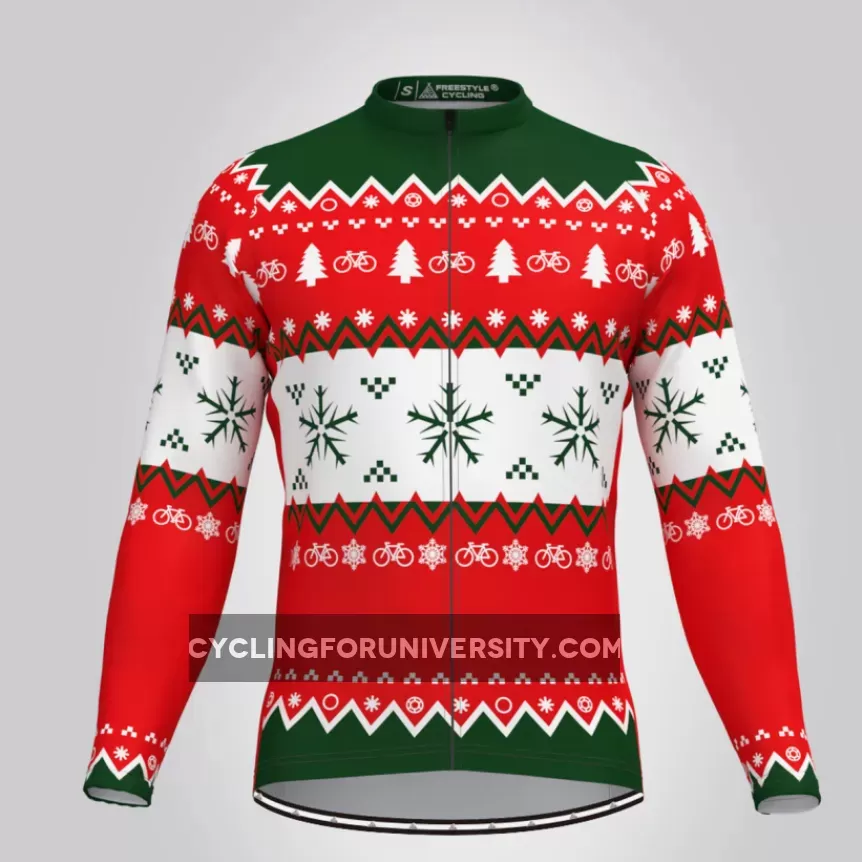Christmas Snowflake Ugly Sweater Long Sleeve Cycling Jersey