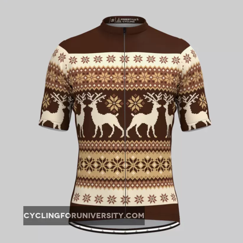 Men's Classic Ugly Christmas sweater Cycling Jersey - Brown