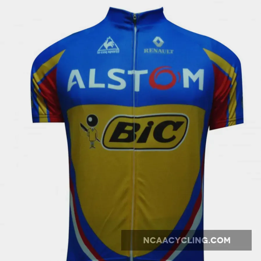 2012 Alstom Bic Short Sleeve Cycling Jersey Blue Yellow Edtion