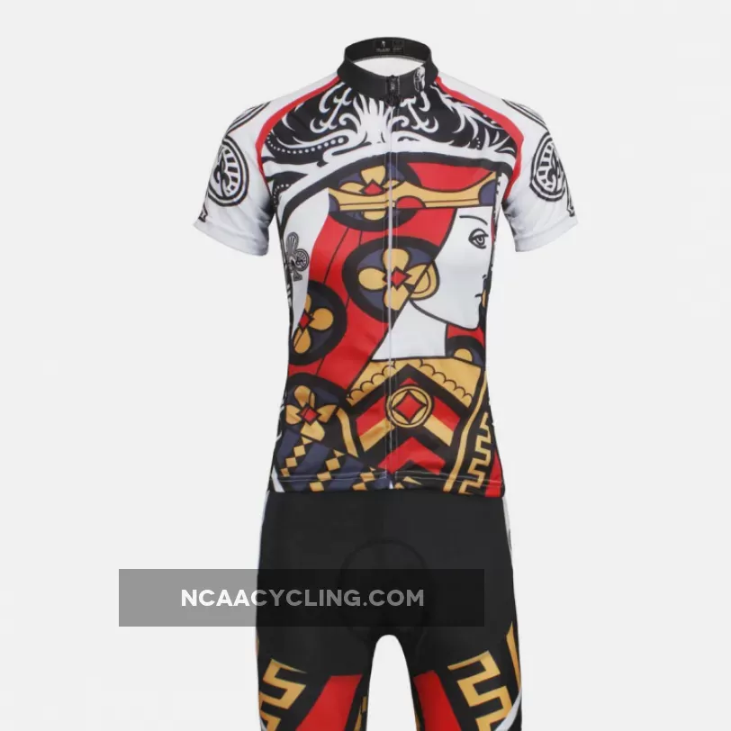 Playing Cards Poker Face Clubs Queen Women's Long Sleeves Cycling Suit Jerseys NO.640