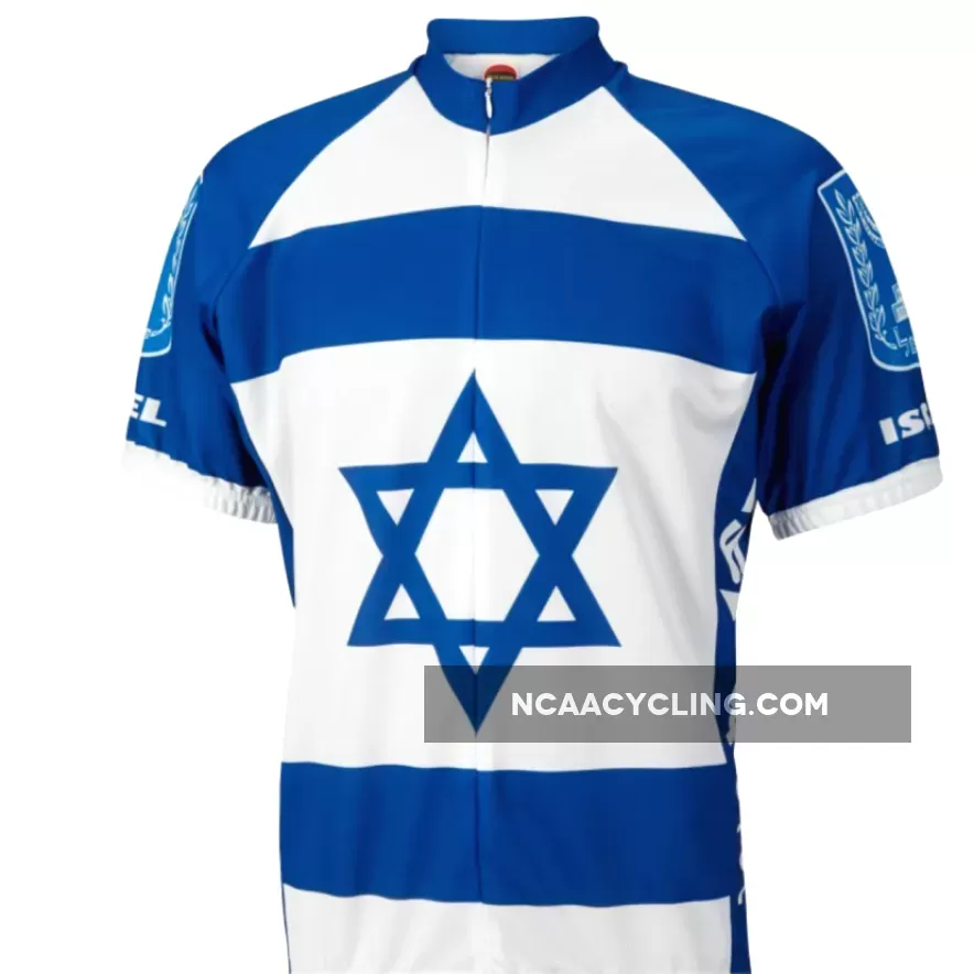 Israel National Flag Style Short sleeve 16" zip men's cycling jersey