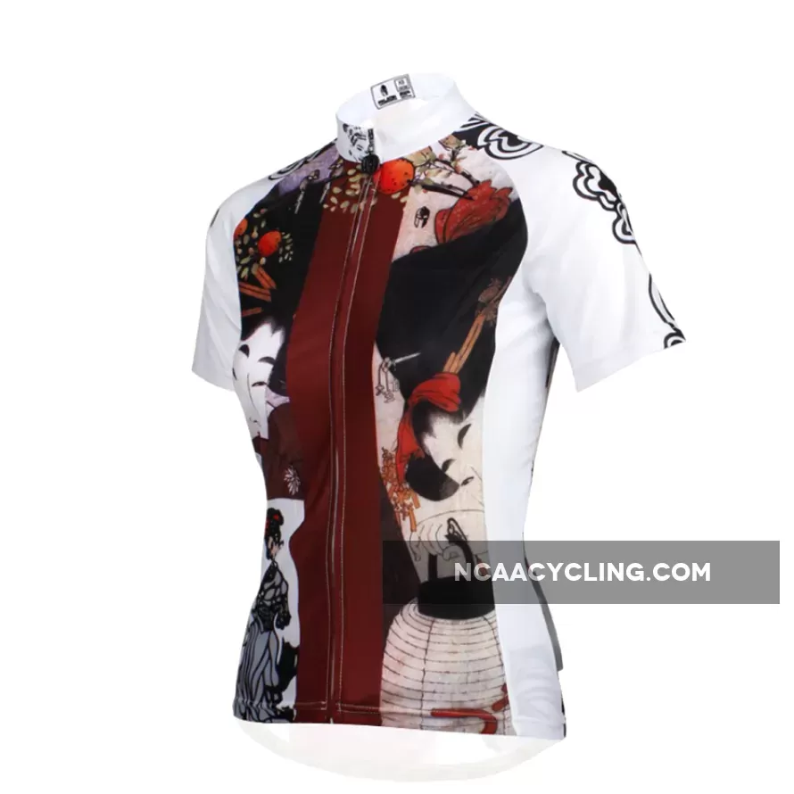 Ilpaladino Traditional Japanese Girl Breathable Cycling Jersey Women's Short-Sleeve Sport Bicycling Shirts Summer Quick Dry Wear Apparel Outdoor Sports Gear Leisure Biking T-shirt NO.644