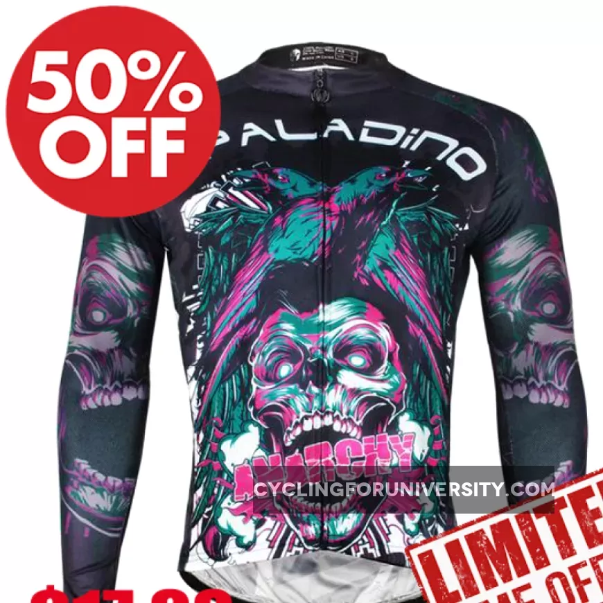 ILPALADINO Skull Men's Long Sleeves Cycling Jersey Pro Cycle Clothing Racing Apparel Outdoor Sports Leisure Biking T-shirt NO.720