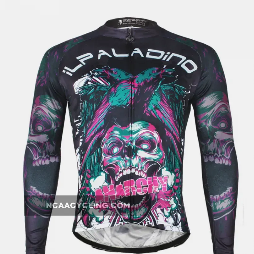 ILPALADINO Skull Men's Long Sleeves Cycling Jersey Pro Cycle Clothing Racing Apparel Outdoor Sports Leisure Biking T-shirt NO.720