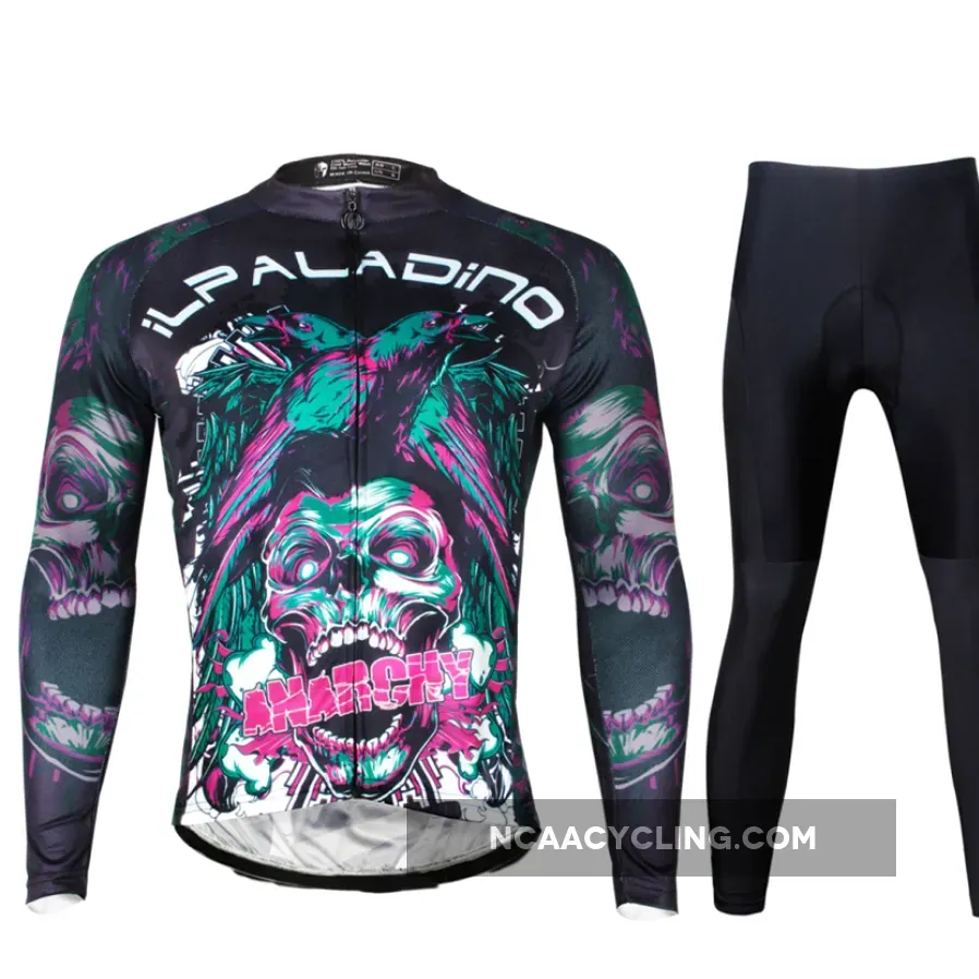 ILPALADINO Skull Men's Long Sleeves Cycling Jersey Pro Cycle Clothing Racing Apparel Outdoor Sports Leisure Biking T-shirt NO.720