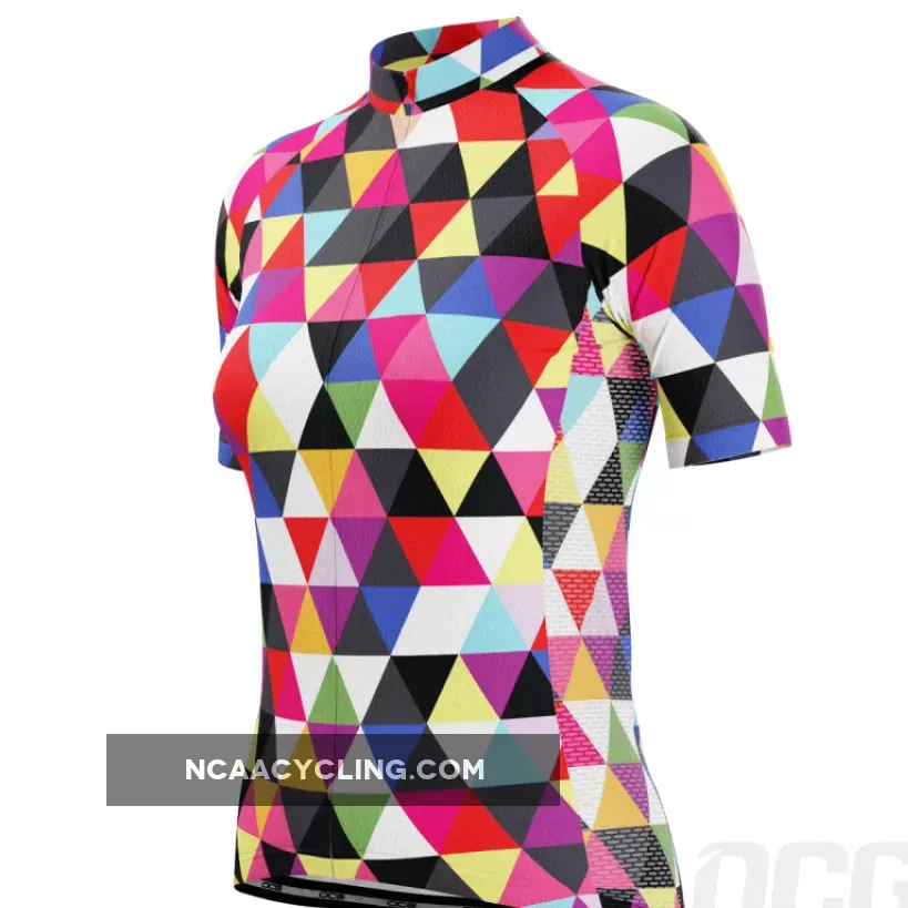 Women's High Viz Color Triangles Short Sleeve Cycling Jersey