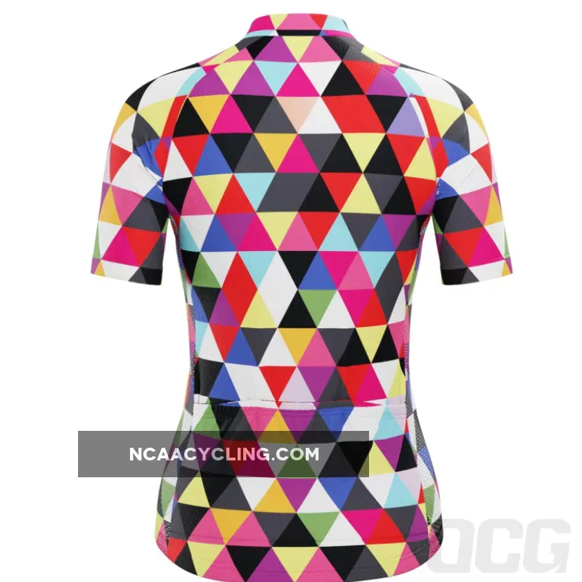 Women's High Viz Color Triangles Short Sleeve Cycling Jersey