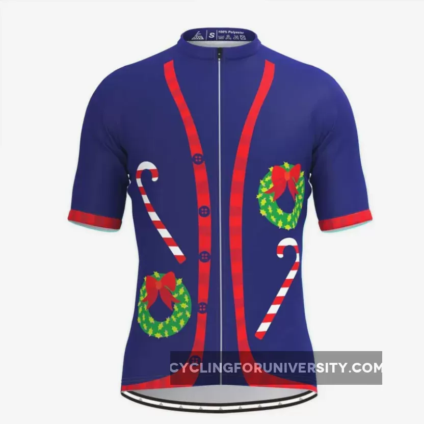 Ugly Christmas Sweater Vest Cycling Jersey-Candy cane&Donuts