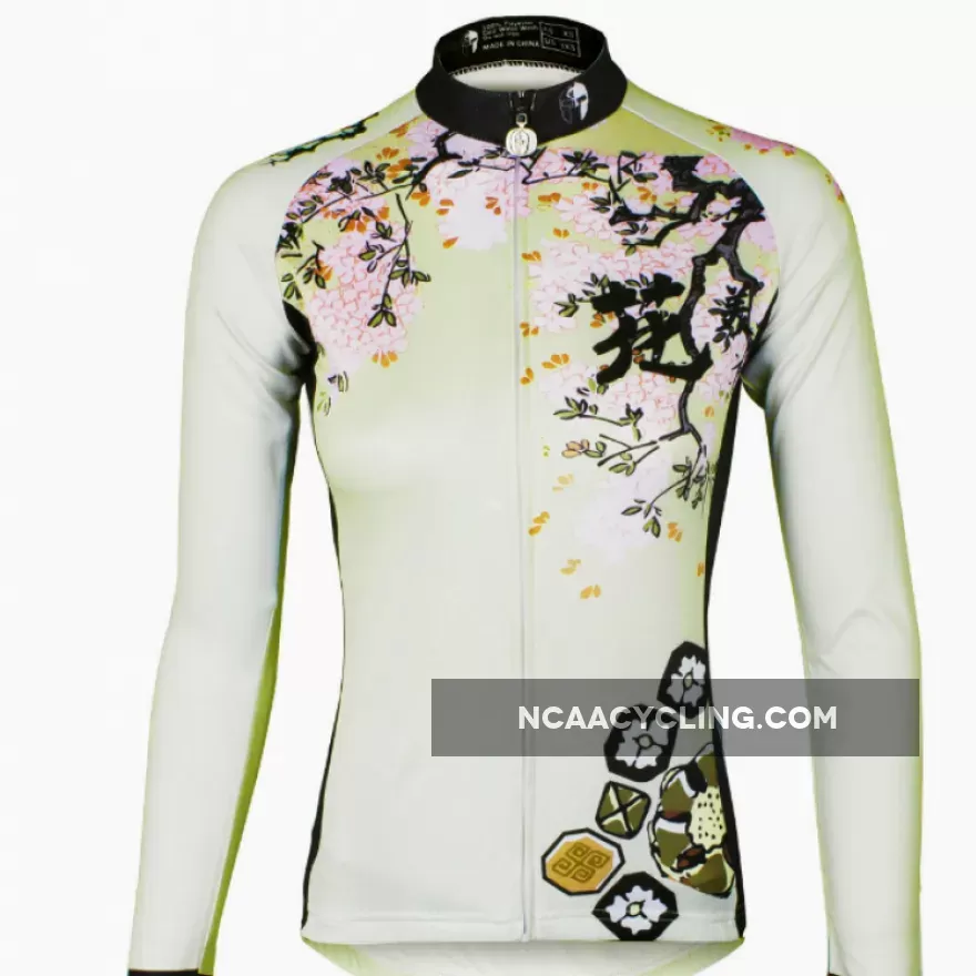 ILPALADINO Spring Flowers Women's Tight Long Sleeve Cycling Jersey Bicycling Pro Cycle Clothing Racing Apparel Outdoor Sports Leisure Biking T-shirt Spring Autumn NO.685