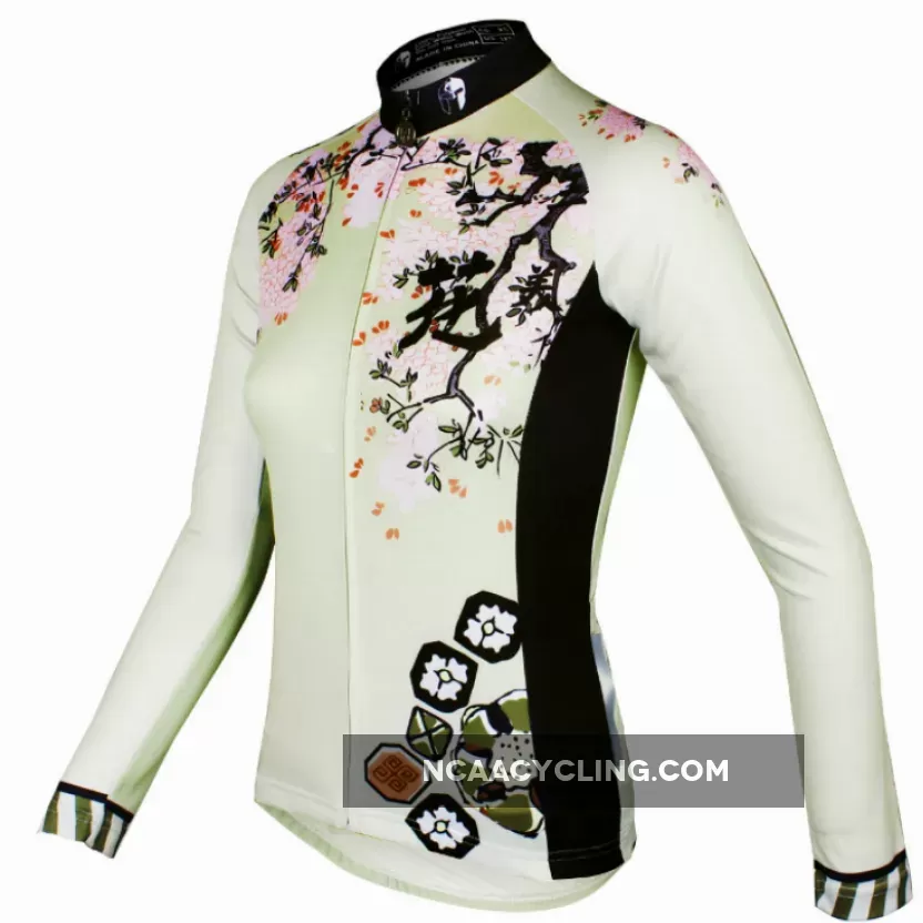 ILPALADINO Spring Flowers Women's Tight Long Sleeve Cycling Jersey Bicycling Pro Cycle Clothing Racing Apparel Outdoor Sports Leisure Biking T-shirt Spring Autumn NO.685