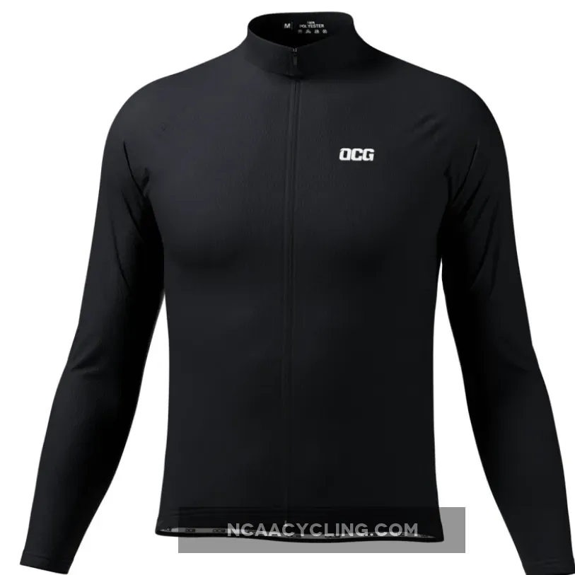 Men's Plain Color Block Long Sleeve Cycling Jersey / Plain White Jersey