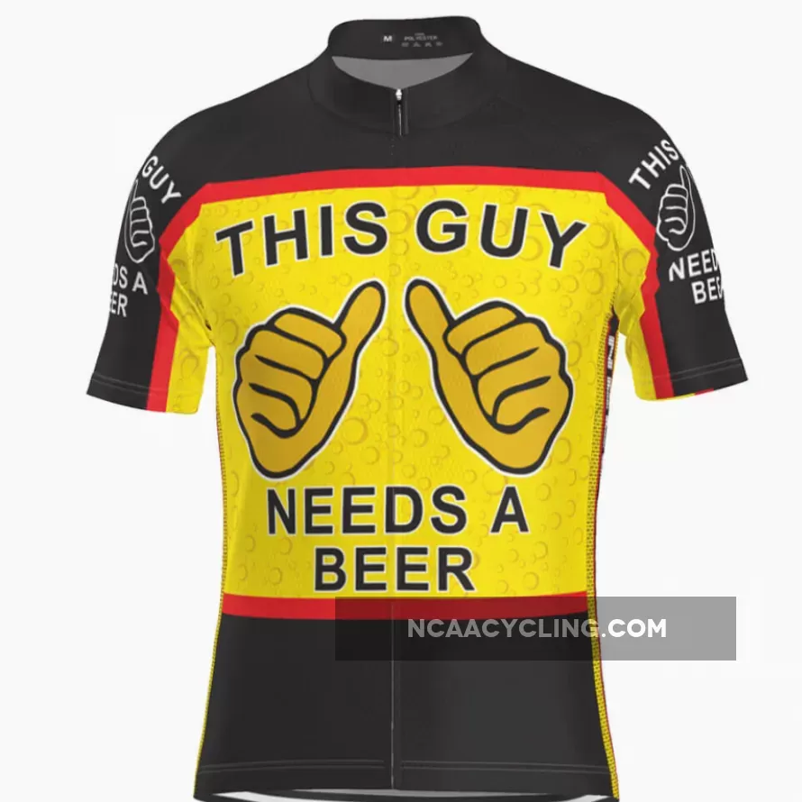 Men's This Guy Needs a Beer Short Sleeve Cycling Jersey / Send The Beer Guy