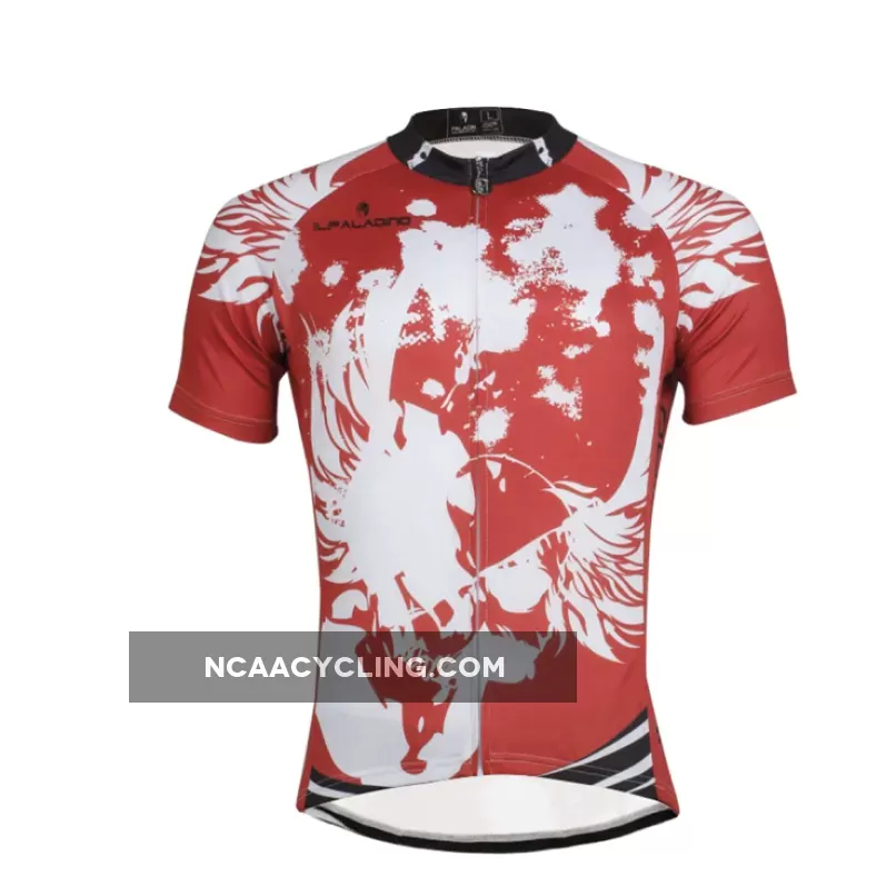 Ilpaladino Angel White Wing Feather Red Sport Breathable Cycling Jersey Men's Short-Sleeve Sport Bicycling Shirts Summer Quick Dry Wear NO.657