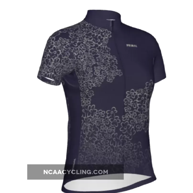 Primal Wear Black Floral Full Zip Short Sleeve Women's Cycling Jersey, Primal Wear Cycling