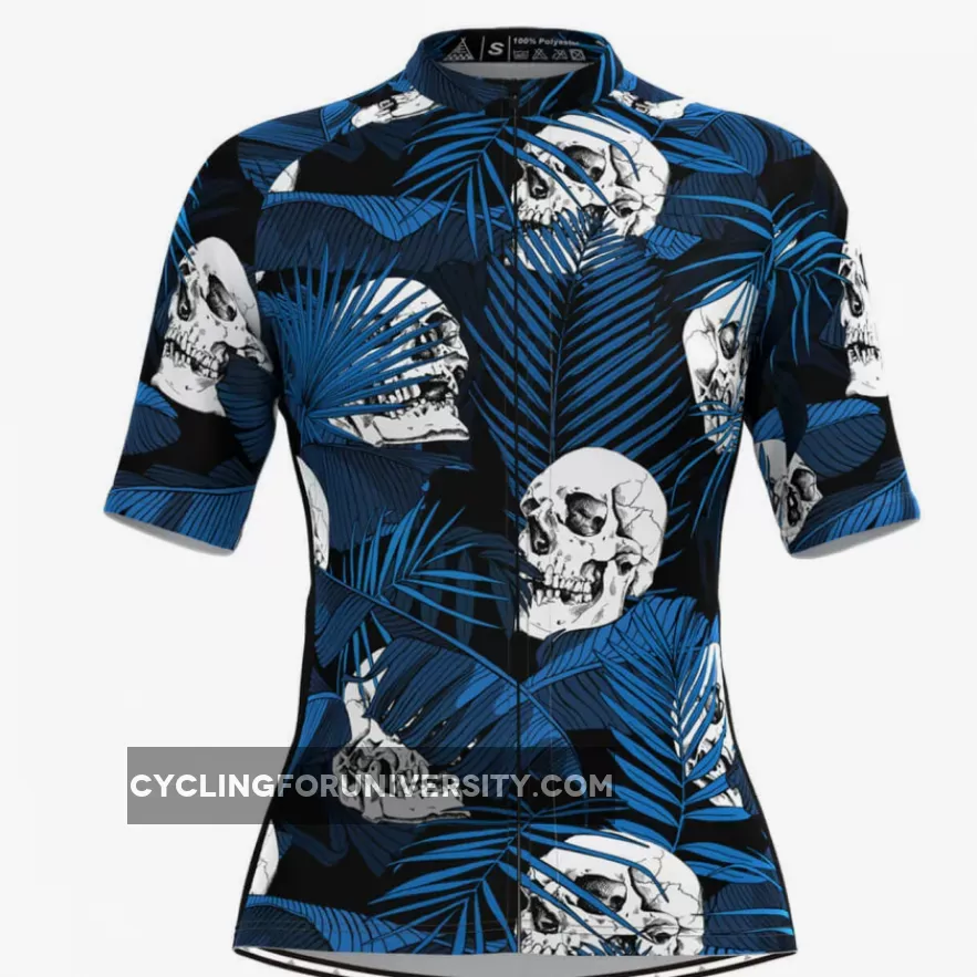 Women's Tropical & Skull Print Hawaiian Blue Cycling Jersey