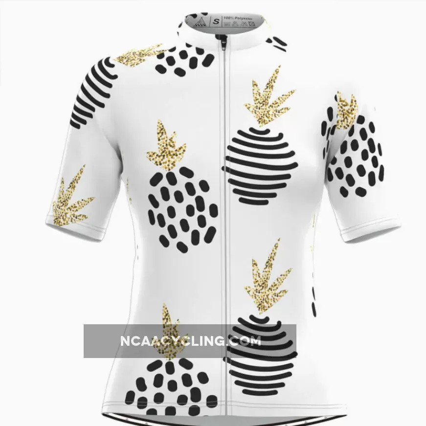 Women's Pineapple Print Cycling Jersey- Black White Online