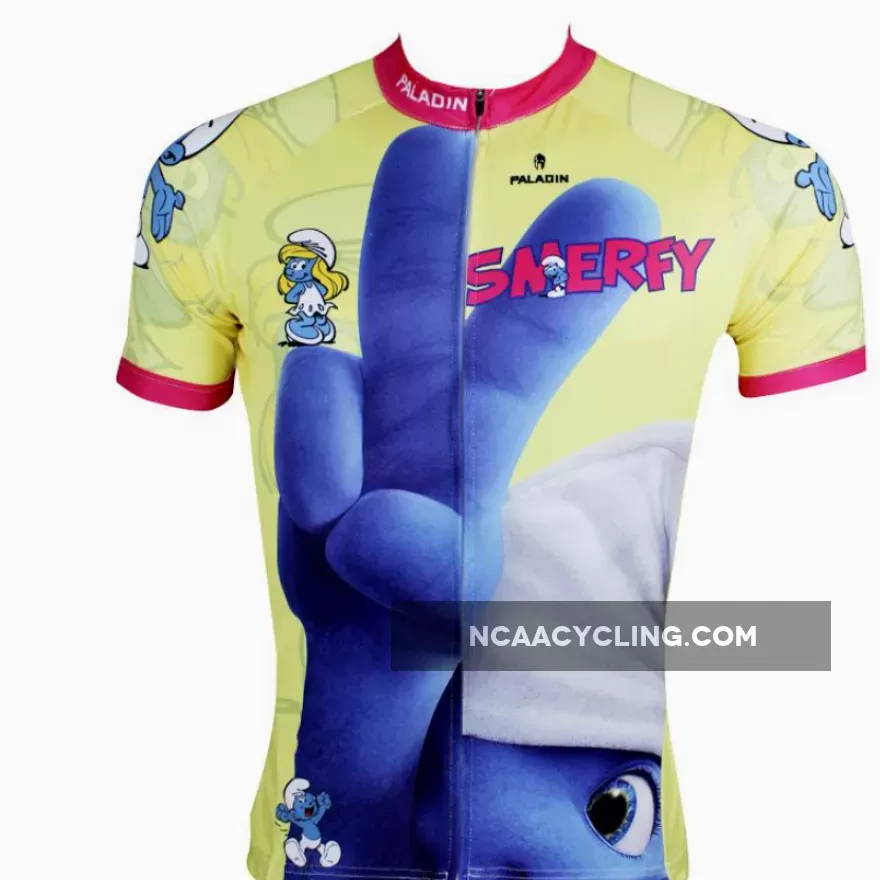 The smurfs Man's Spring Summer Short-sleeve Cycling Jersey T-shirt NO.095