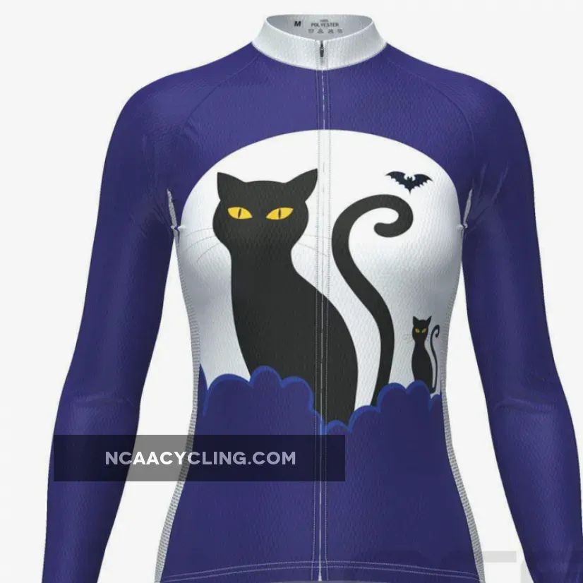 Women's Black Cat Long Sleeve Cycling Jersey / Black Cat Jersey