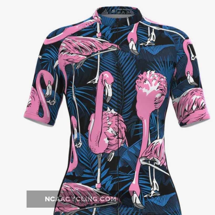 Women's Hawaiian Aloha Flamingo Print Cycling Jersey Outlet
