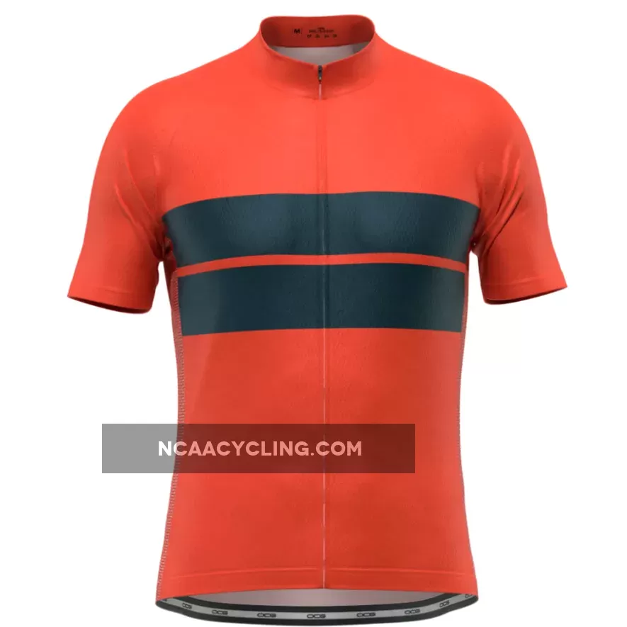 Men's Retro Two-Stripe Orange Short Sleeve Cycling Jersey Orange Cycling Jersey