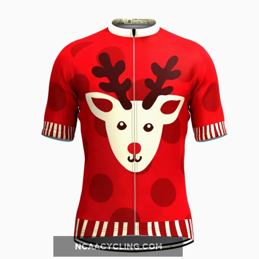 Ugly Christmas Sweater Elk Red Dots Cycling Jersey For Sale