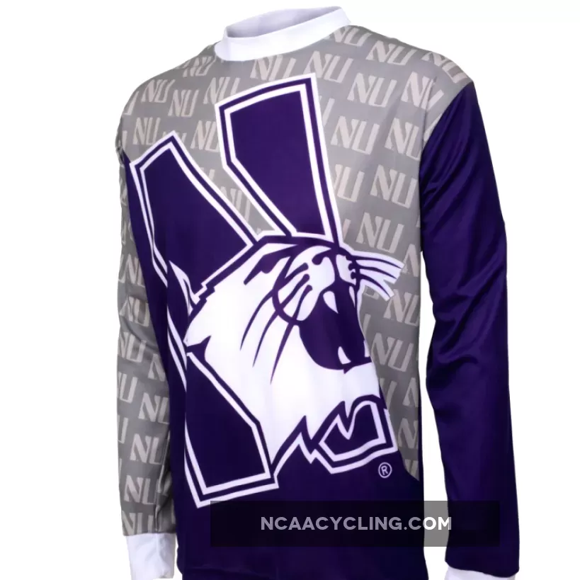 NCAA NU Northwestern University Wildcats Mountain Long Sleeve Bike MTB Cycling Jerseys