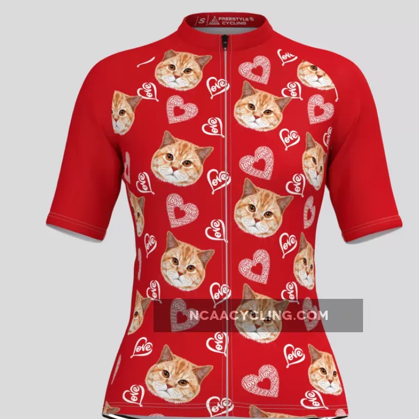Custom Cat Face V4 Women's Jersey-Red New Releases