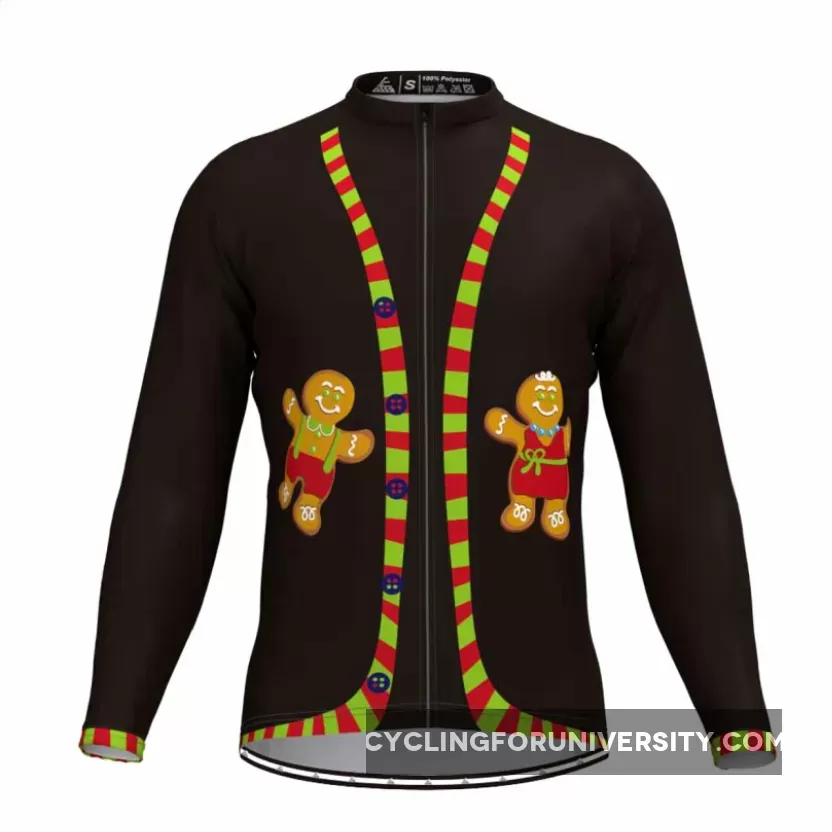 Ugly Christmas Sweater Vest LS Cycling Jersey-Gingerbread Man