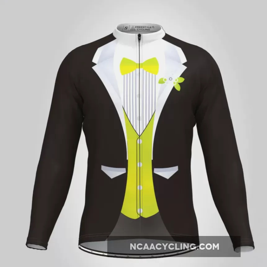 Men's Tuxedo Short LS Cycling Jersey Green For Sale