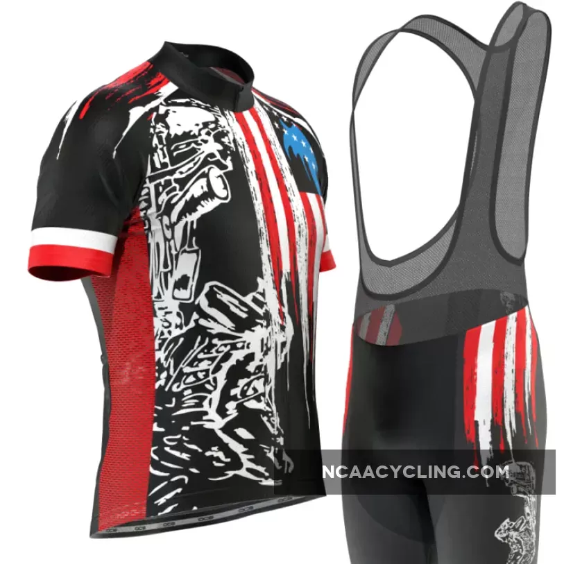 Men's Honor the Fallen USA Flag Short Sleeve Cycling Kit