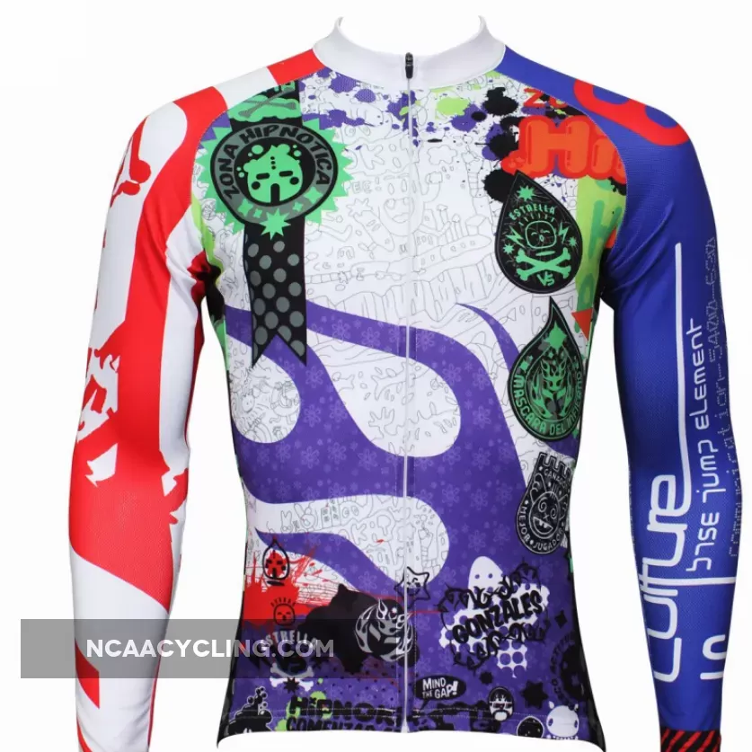 Men's Hidden-Zipper Long-sleeve Cycling Jersey with Patterns for Outdoor Bike Sport and Leisure Sport Fall/Autumn Breathable Quick Dry Bicycle clothing 369
