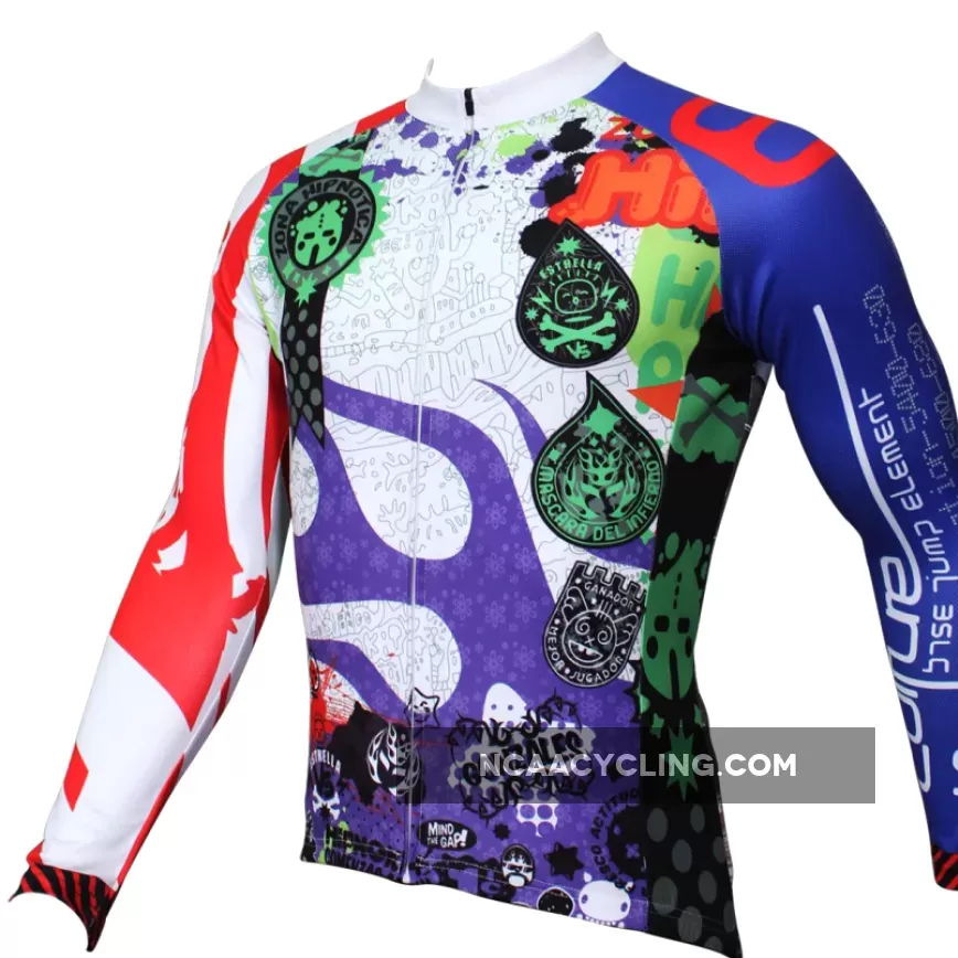 Men's Hidden-Zipper Long-sleeve Cycling Jersey with Patterns for Outdoor Bike Sport and Leisure Sport Fall/Autumn Breathable Quick Dry Bicycle clothing 369