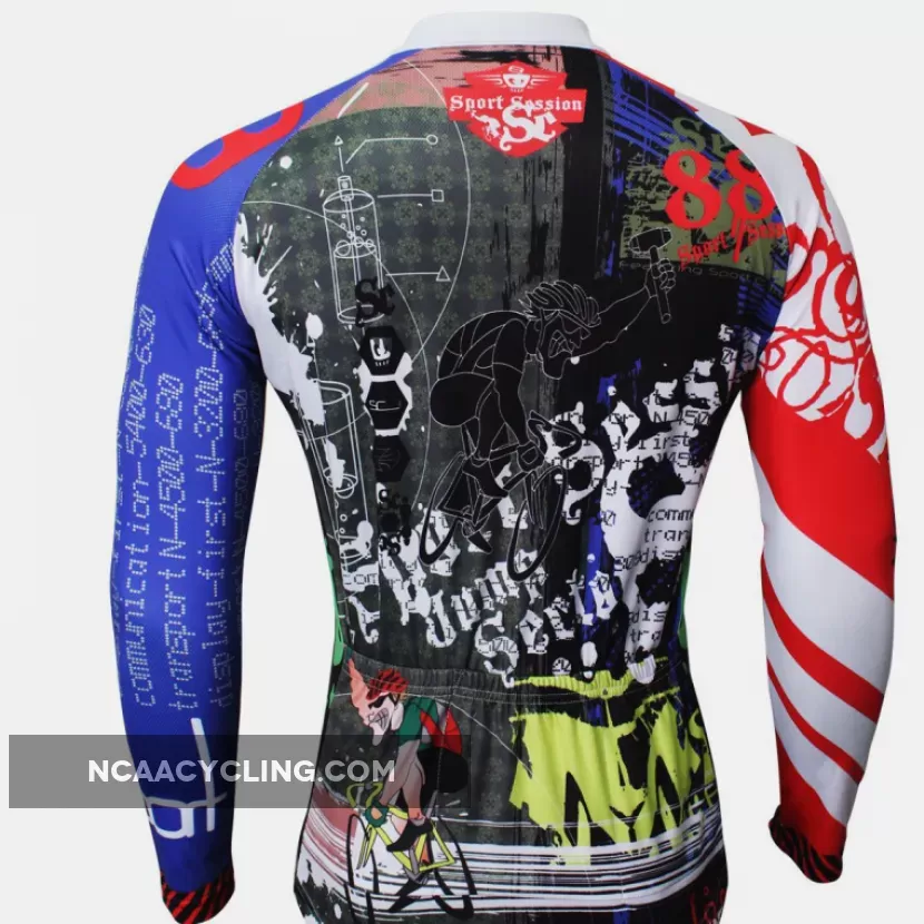 Men's Hidden-Zipper Long-sleeve Cycling Jersey with Patterns for Outdoor Bike Sport and Leisure Sport Fall/Autumn Breathable Quick Dry Bicycle clothing 369