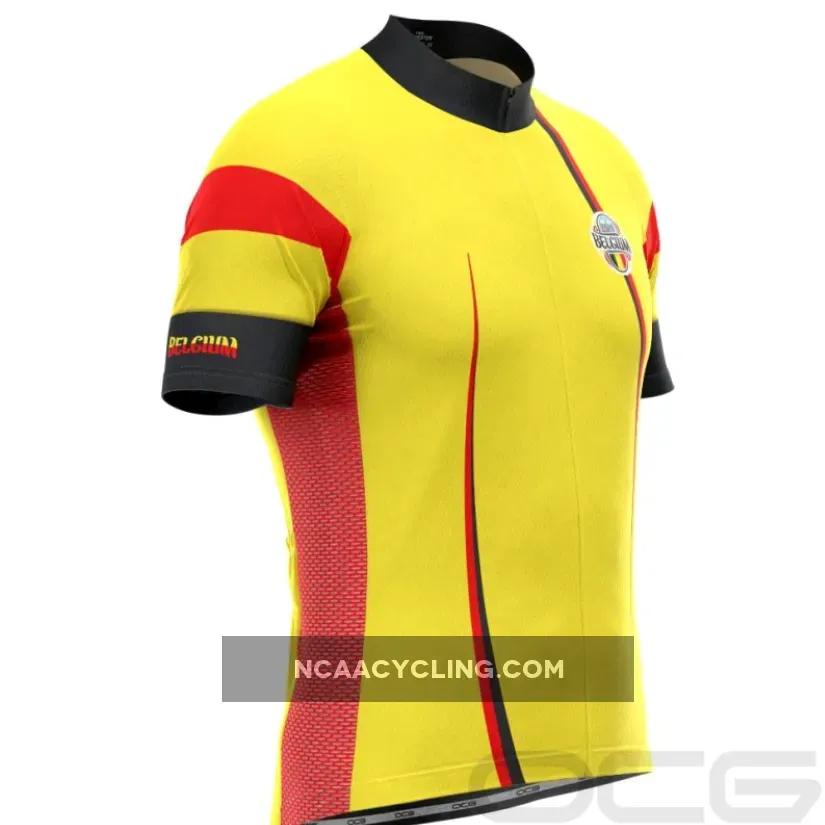 Men's Belgium Flag National Short Sleeve Cycling Jersey