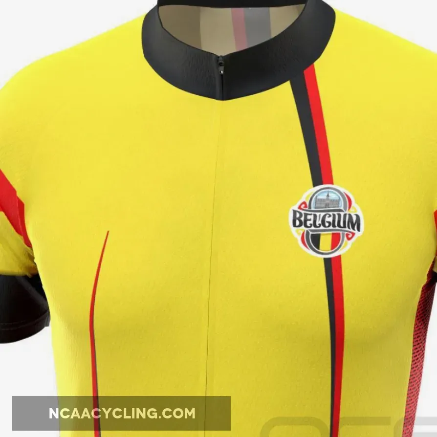 Men's Belgium Flag National Short Sleeve Cycling Jersey
