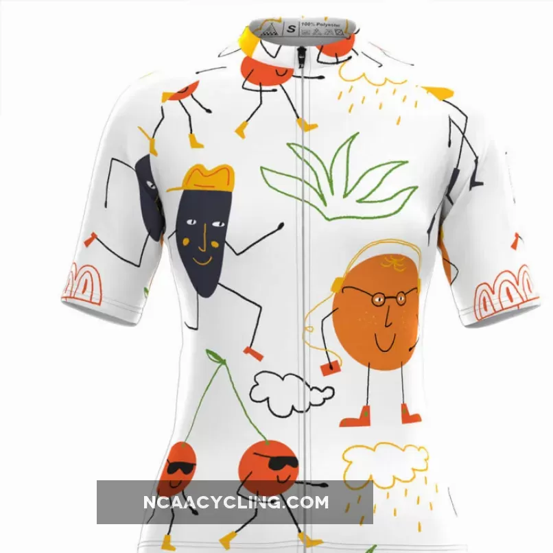 Women's Cartoon Fruits Print Cycling Jersey For Sale