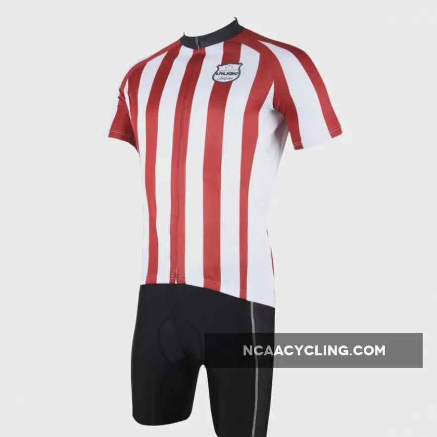 Football Style Red/ Blue White Stripes Short-Sleeve Cycling Suit Jersey Team Kit