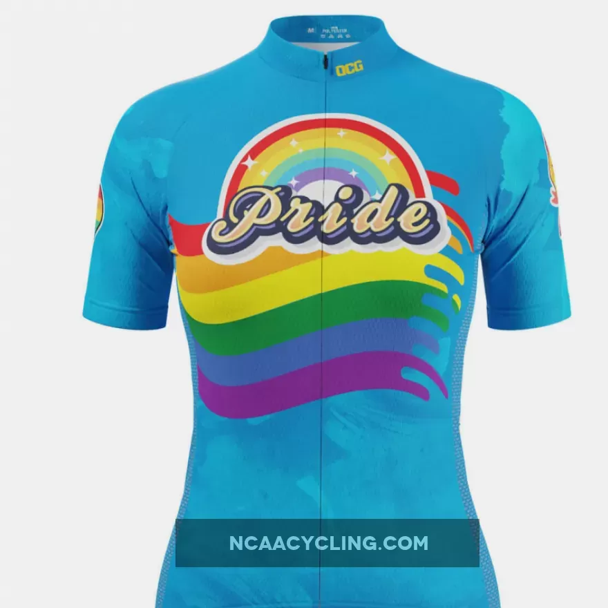 Women's LGBT Pride Rainbow Flag Short Sleeve Cycling Jersey