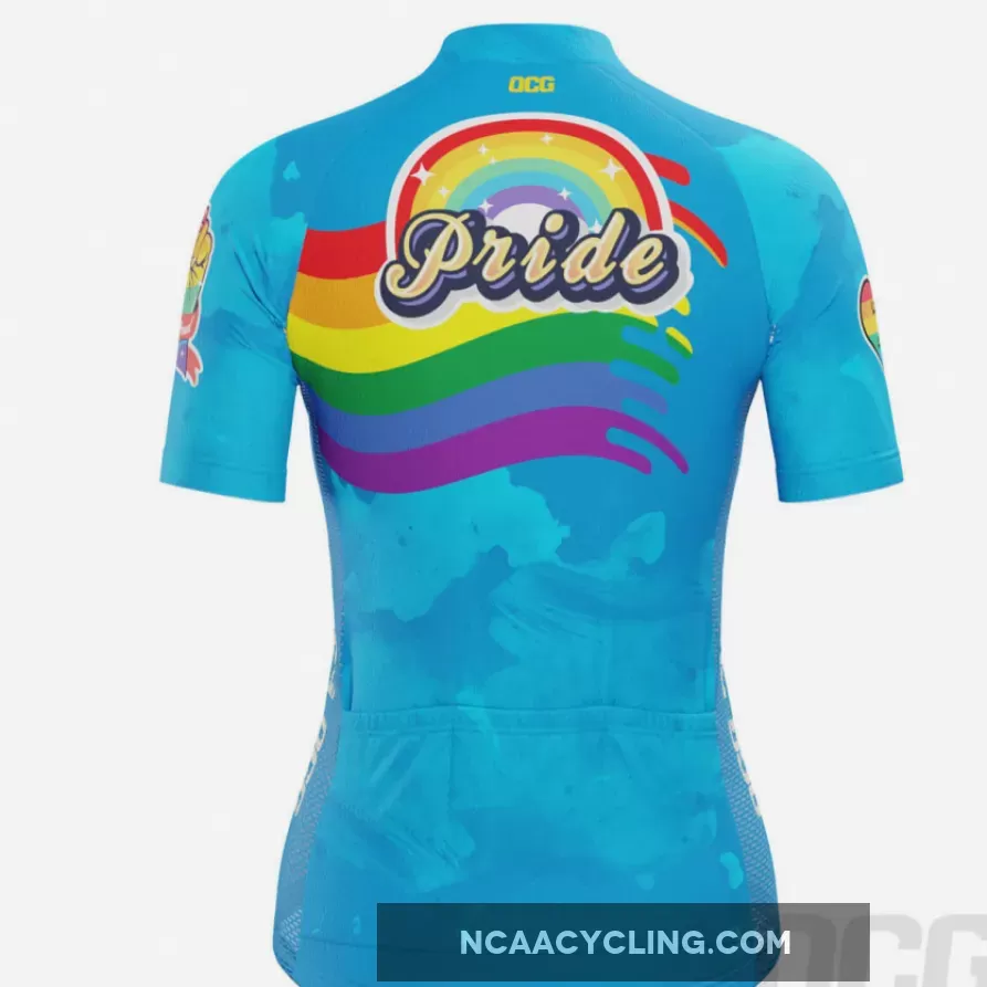 Women's LGBT Pride Rainbow Flag Short Sleeve Cycling Jersey