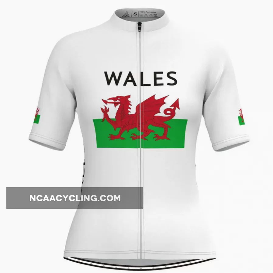Wales Flag Women's Cycling Jersey White For Sale
