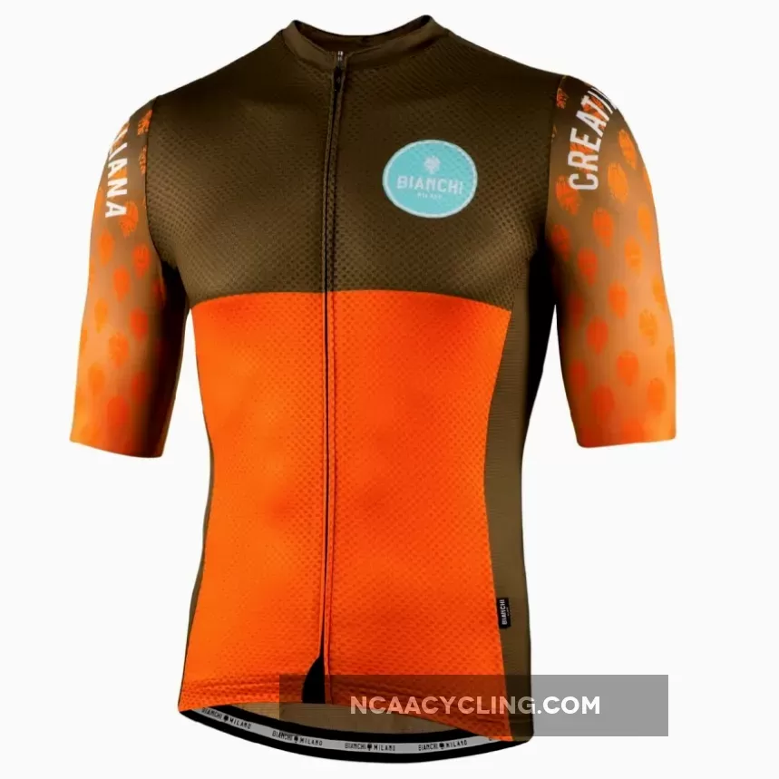 Nalini 2021 Bianchi Milano Tirano Short Sleeve Cycling Jersey Orange/Olive