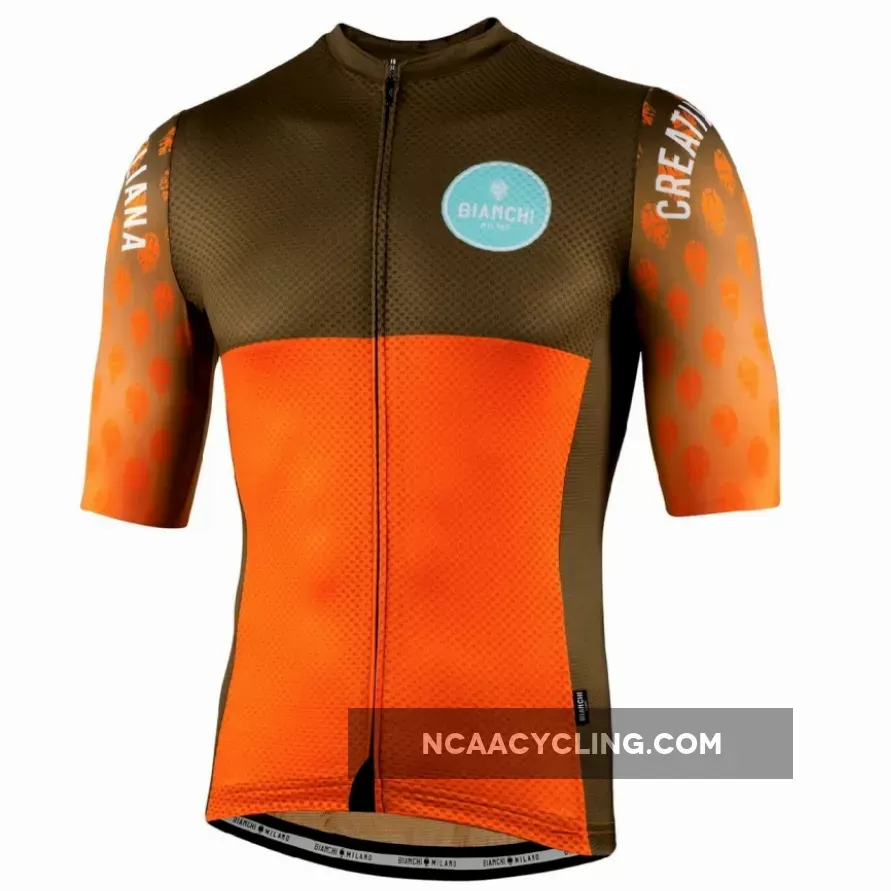 Nalini 2021 Bianchi Milano Tirano Short Sleeve Cycling Jersey Orange/Olive