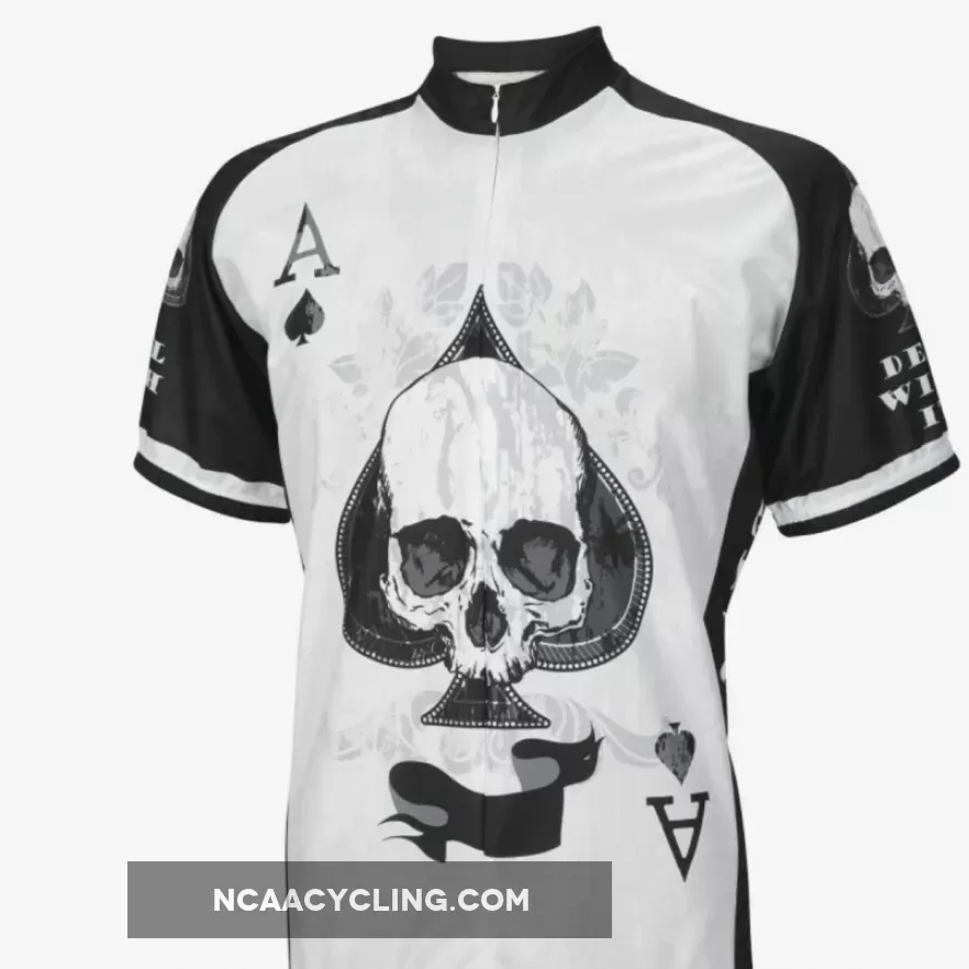 Deal With It Ace of Spades Skull Short sleeve 16" zip men's cycling jersey
