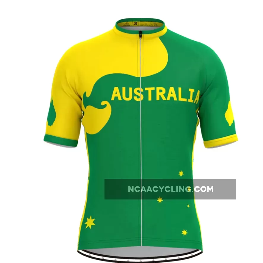 Australia Green & Gold Kangaroo Men's Cycling Jersey To Buy