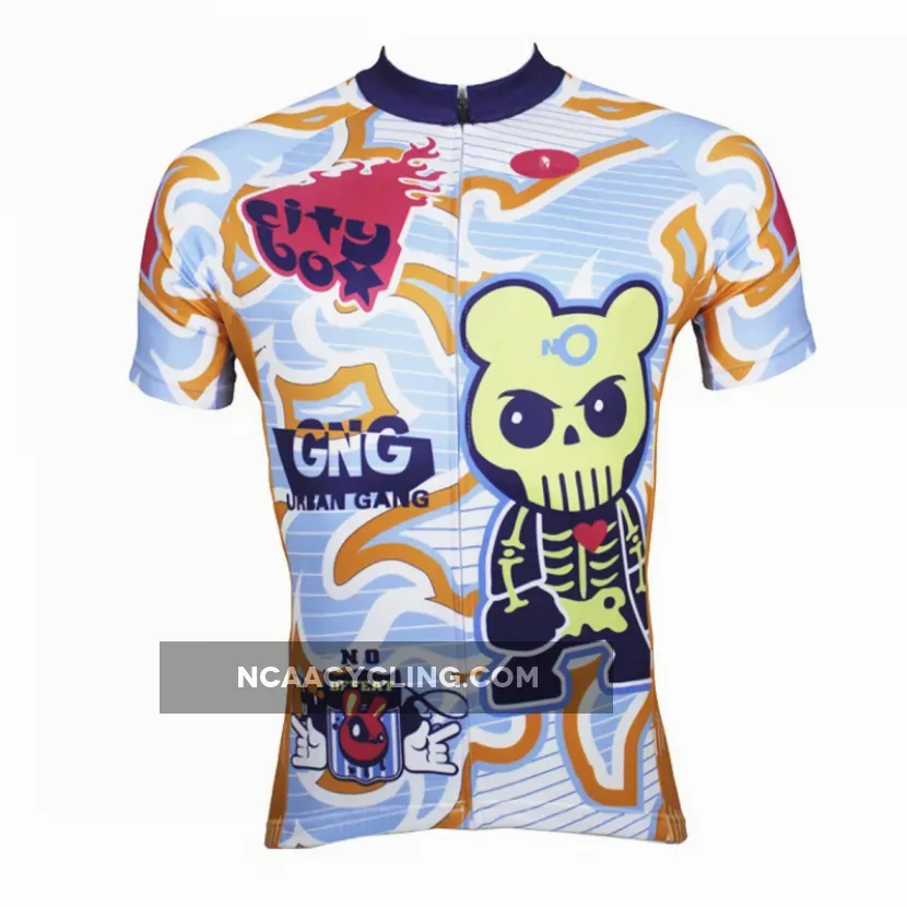 ILPALADINO Yellow/Blue/Green Crazy Rabbit Mens Cycling Jersey Short Sleeve Mountain Bike Exercise Bicycling Pro Cycle Clothing Racing Apparel Outdoor Sports Leisure Biking Shirts NO.142